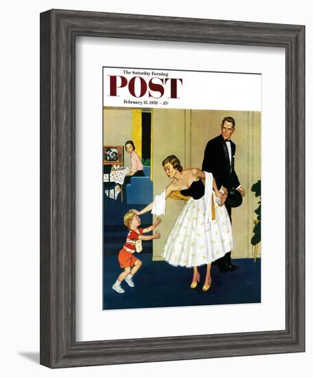 "Formal Hug" Saturday Evening Post Cover, February 15, 1958-Amos Sewell-Framed Giclee Print