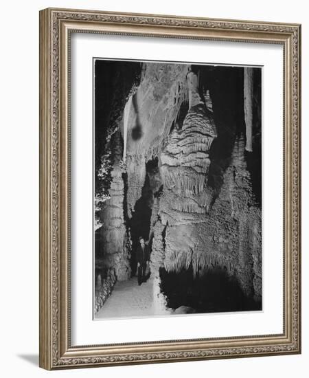 Formation At The 'Hall Of Giants' In Carlsbad Cavern New Mexico.  1933-1942-Ansel Adams-Framed Art Print