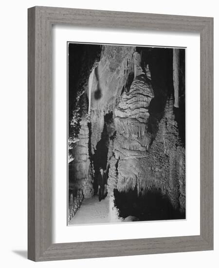 Formation At The 'Hall Of Giants' In Carlsbad Cavern New Mexico.  1933-1942-Ansel Adams-Framed Art Print