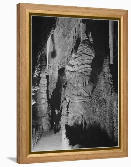 Formation At The 'Hall Of Giants' In Carlsbad Cavern New Mexico.  1933-1942-Ansel Adams-Framed Stretched Canvas