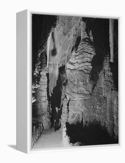 Formation At The 'Hall Of Giants' In Carlsbad Cavern New Mexico.  1933-1942-Ansel Adams-Framed Stretched Canvas