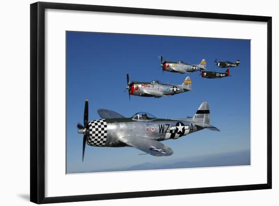 Formation of P-47 Thunderbolts Flying over Chino, California-Stocktrek Images-Framed Photographic Print