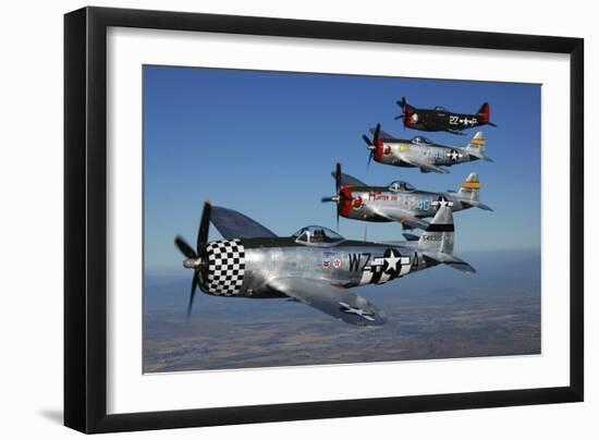 Formation of P-47 Thunderbolts Flying over Chino, California-Stocktrek Images-Framed Photographic Print