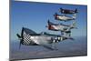 Formation of P-47 Thunderbolts Flying over Chino, California-Stocktrek Images-Mounted Photographic Print