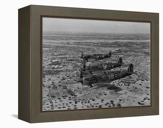 Formation of Spitfires Over North Africa, circa 1943-null-Framed Stretched Canvas