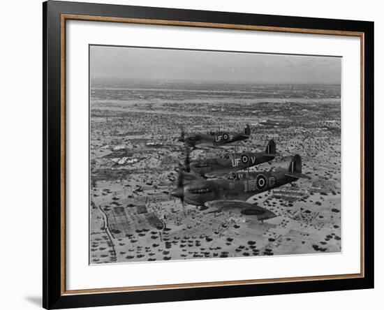 Formation of Spitfires Over North Africa, circa 1943--Framed Photo