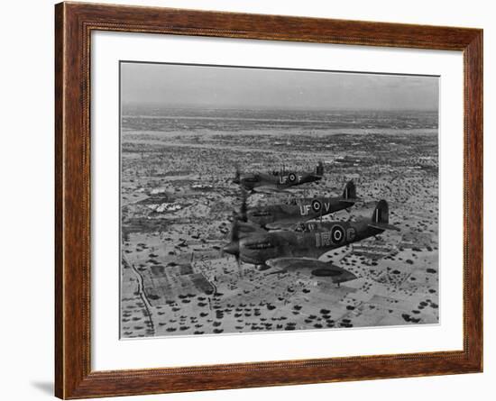 Formation of Spitfires Over North Africa, circa 1943--Framed Photo