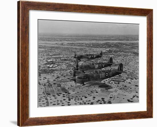 Formation of Spitfires Over North Africa, circa 1943-null-Framed Photo