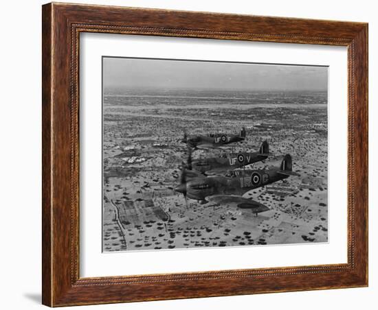 Formation of Spitfires Over North Africa, circa 1943-null-Framed Photo