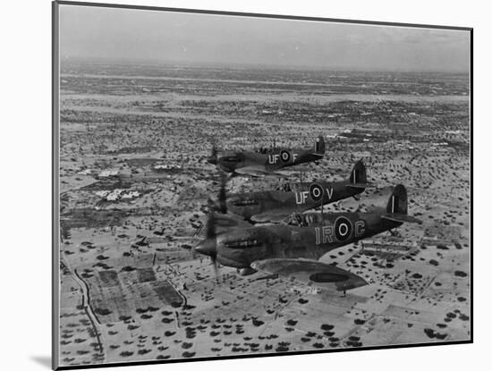 Formation of Spitfires Over North Africa, circa 1943-null-Mounted Photo