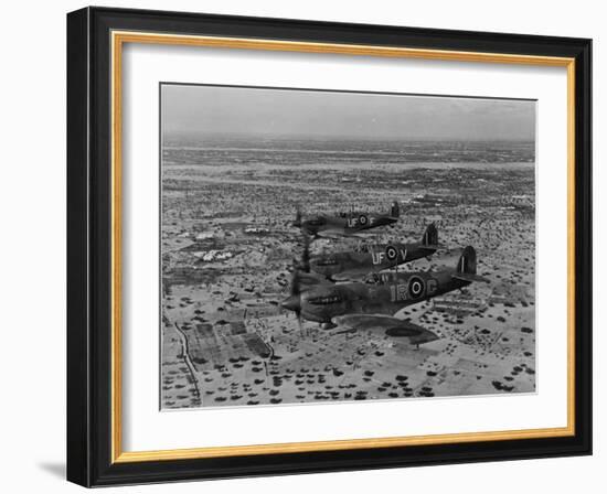 Formation of Spitfires Over North Africa, circa 1943-null-Framed Photo