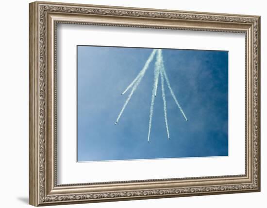 Formation Parachuting with Smoke-Sheila Haddad-Framed Photographic Print