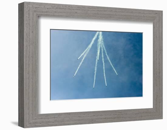 Formation Parachuting with Smoke-Sheila Haddad-Framed Photographic Print