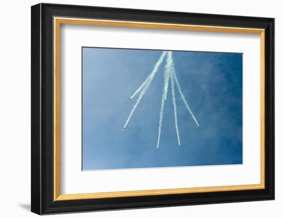 Formation Parachuting with Smoke-Sheila Haddad-Framed Photographic Print