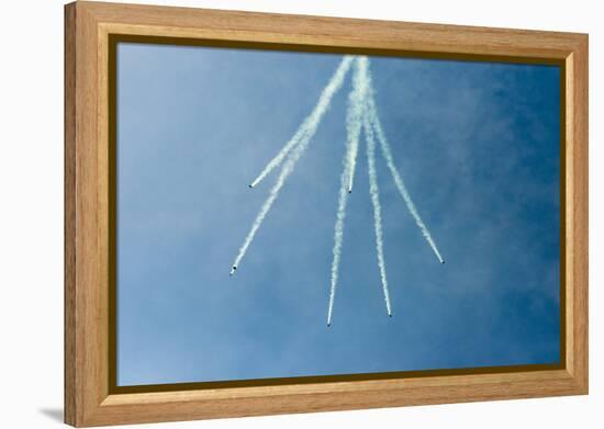 Formation Parachuting with Smoke-Sheila Haddad-Framed Premier Image Canvas