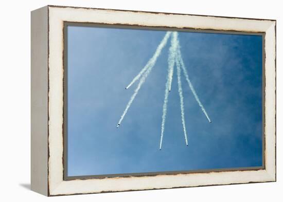 Formation Parachuting with Smoke-Sheila Haddad-Framed Premier Image Canvas