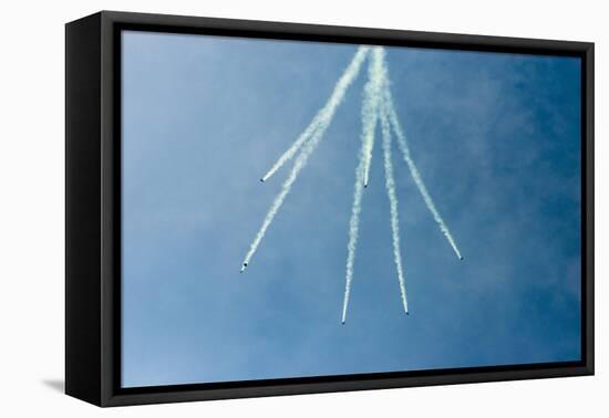 Formation Parachuting with Smoke-Sheila Haddad-Framed Premier Image Canvas