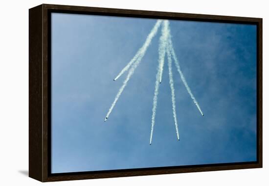 Formation Parachuting with Smoke-Sheila Haddad-Framed Premier Image Canvas