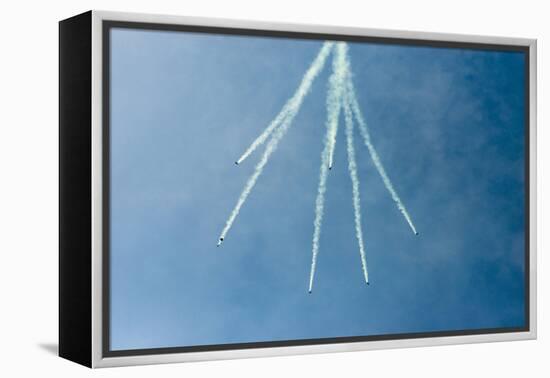 Formation Parachuting with Smoke-Sheila Haddad-Framed Premier Image Canvas