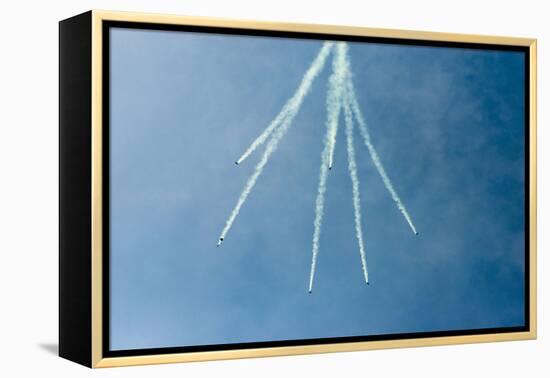 Formation Parachuting with Smoke-Sheila Haddad-Framed Premier Image Canvas