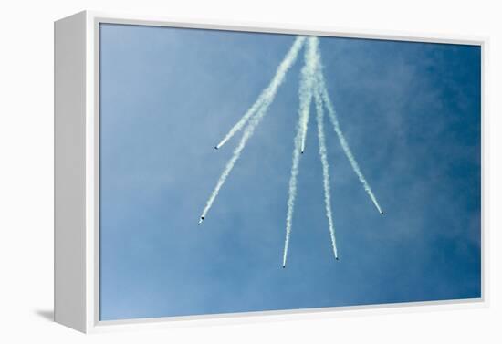 Formation Parachuting with Smoke-Sheila Haddad-Framed Premier Image Canvas