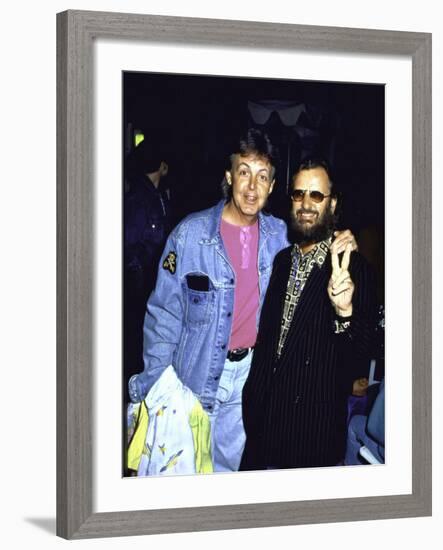 Former Beatles Paul Mccartney and Ringo Starr-null-Framed Premium Photographic Print