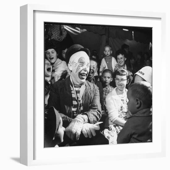 Former College Professor Charles Boas Performing as a Circus Clown-Francis Miller-Framed Photographic Print