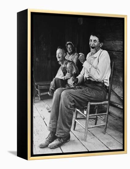 Former Confederate Soldier John Salling in Chair on Front Porch with friends in Scott County-Allan Grant-Framed Premier Image Canvas