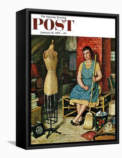 "Former Figure" Saturday Evening Post Cover, January 26, 1957-Amos Sewell-Framed Premier Image Canvas