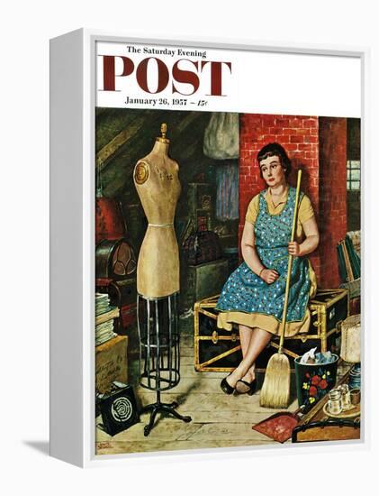 "Former Figure" Saturday Evening Post Cover, January 26, 1957-Amos Sewell-Framed Premier Image Canvas