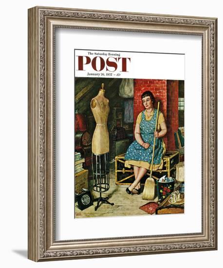 "Former Figure" Saturday Evening Post Cover, January 26, 1957-Amos Sewell-Framed Giclee Print