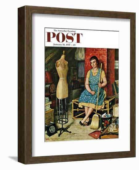 "Former Figure" Saturday Evening Post Cover, January 26, 1957-Amos Sewell-Framed Giclee Print