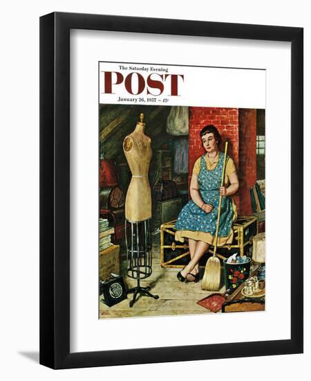 "Former Figure" Saturday Evening Post Cover, January 26, 1957-Amos Sewell-Framed Giclee Print