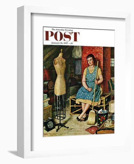 "Former Figure" Saturday Evening Post Cover, January 26, 1957-Amos Sewell-Framed Giclee Print