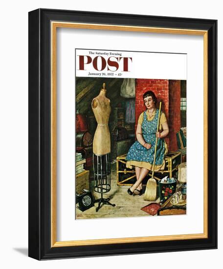 "Former Figure" Saturday Evening Post Cover, January 26, 1957-Amos Sewell-Framed Giclee Print