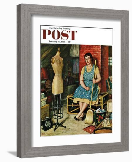 "Former Figure" Saturday Evening Post Cover, January 26, 1957-Amos Sewell-Framed Giclee Print