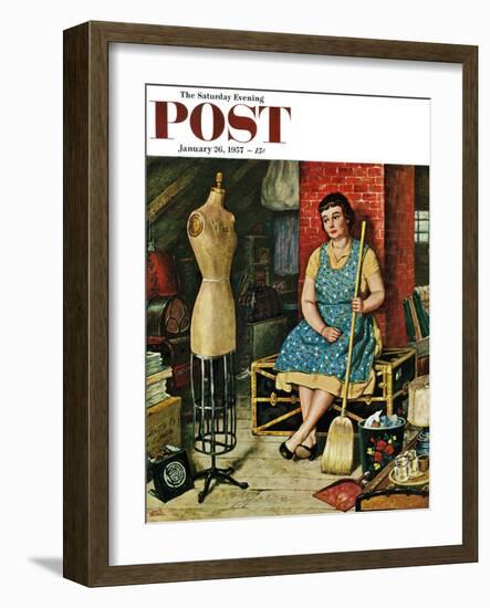 "Former Figure" Saturday Evening Post Cover, January 26, 1957-Amos Sewell-Framed Giclee Print