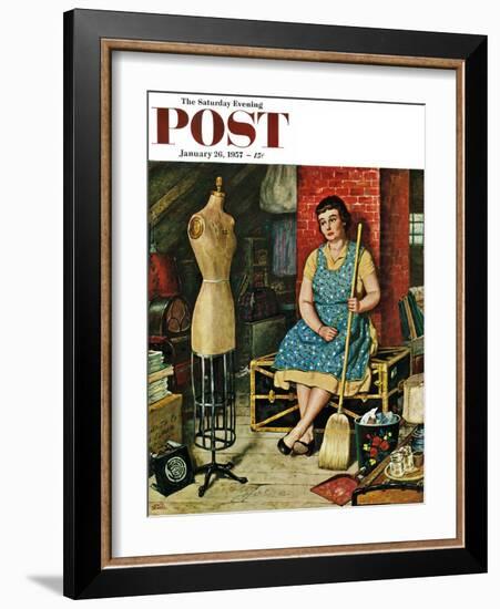 "Former Figure" Saturday Evening Post Cover, January 26, 1957-Amos Sewell-Framed Giclee Print