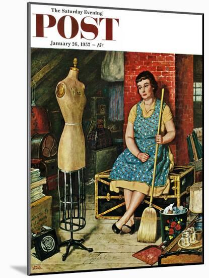 "Former Figure" Saturday Evening Post Cover, January 26, 1957-Amos Sewell-Mounted Giclee Print