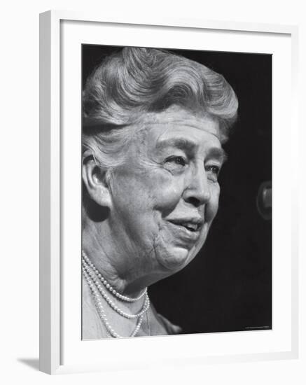 Former First Lady Eleanor Roosevelt Speak at Democratic Fundraising Dinner Honoring 75th Birthday-Joe Scherschel-Framed Premium Photographic Print