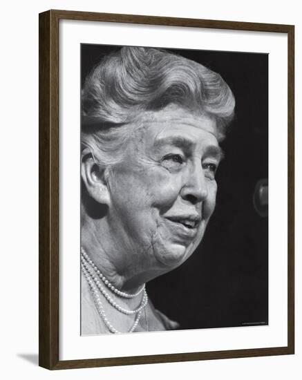 Former First Lady Eleanor Roosevelt Speak at Democratic Fundraising Dinner Honoring 75th Birthday-Joe Scherschel-Framed Premium Photographic Print