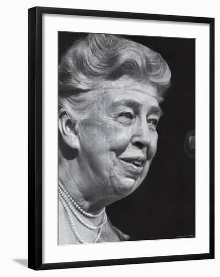 Former First Lady Eleanor Roosevelt Speak at Democratic Fundraising Dinner Honoring 75th Birthday-Joe Scherschel-Framed Premium Photographic Print
