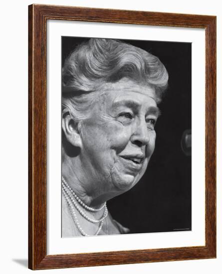 Former First Lady Eleanor Roosevelt Speak at Democratic Fundraising Dinner Honoring 75th Birthday-Joe Scherschel-Framed Premium Photographic Print