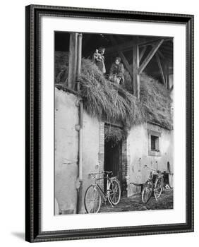 Former GI Ernest Kreiling Showing His Bride the Hayloft Where He Spent Thanksgiving 1944-null-Framed Photographic Print