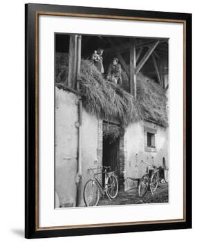 Former GI Ernest Kreiling Showing His Bride the Hayloft Where He Spent Thanksgiving 1944-null-Framed Photographic Print
