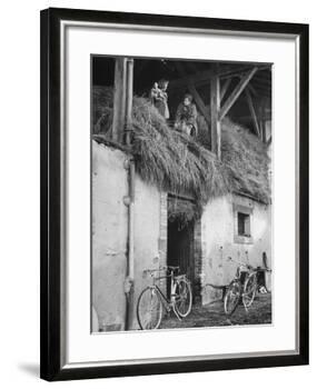 Former GI Ernest Kreiling Showing His Bride the Hayloft Where He Spent Thanksgiving 1944-null-Framed Photographic Print