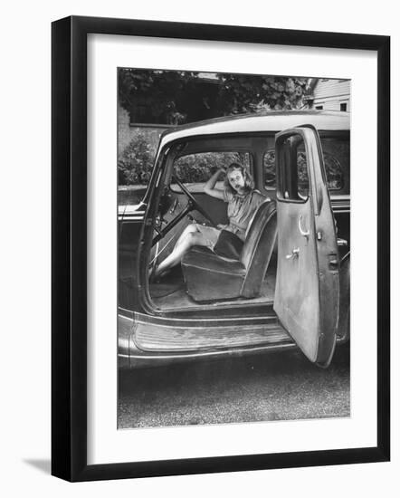 Former Girlfriend of Bill Elder, Now Serving in Navy, Sitting in Family's Car, Waiting for Return-Alfred Eisenstaedt-Framed Photographic Print