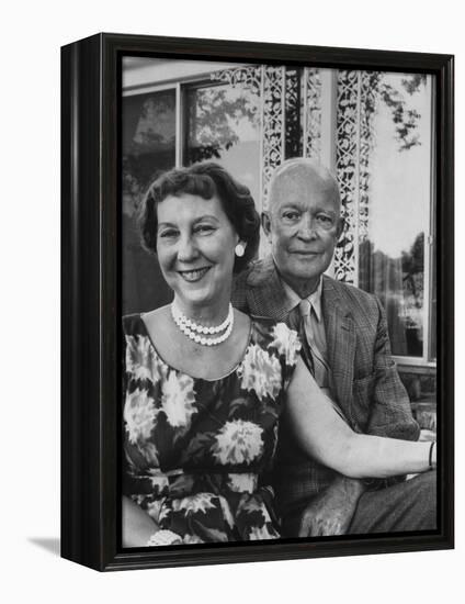 Former President Dwight D. Eisenhower and Wife Mamie at their Farm-Ed Clark-Framed Premier Image Canvas