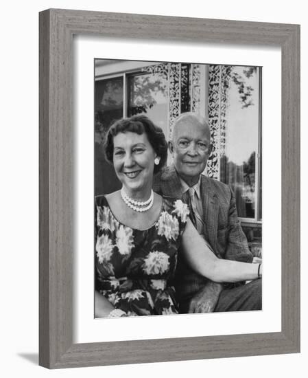 Former President Dwight D. Eisenhower and Wife Mamie at their Farm-Ed Clark-Framed Photographic Print