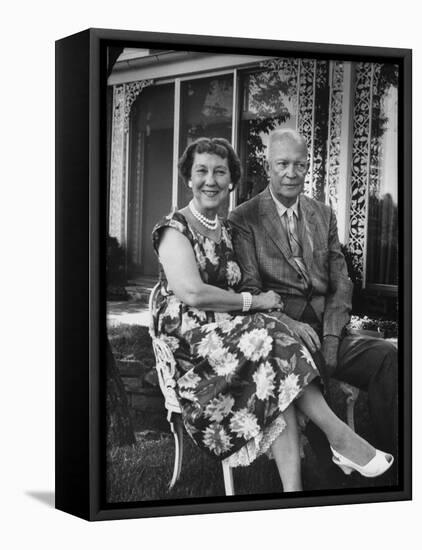 Former President Dwight D. Eisenhower and Wife Mamie on Lawn at Home-Ed Clark-Framed Premier Image Canvas